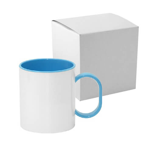 Mug plastique 330 ml FUNNY bleu azur avec boîte Sublimation Transfert Thermique