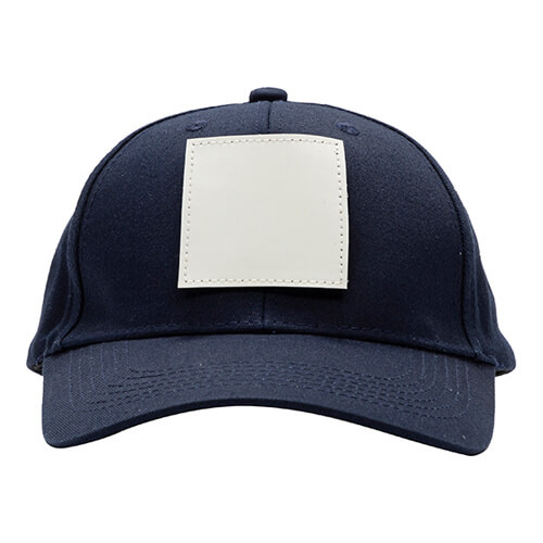 Gorra de béisbol de algodón con parche cuadrado de velcro para sublimación - azul marino