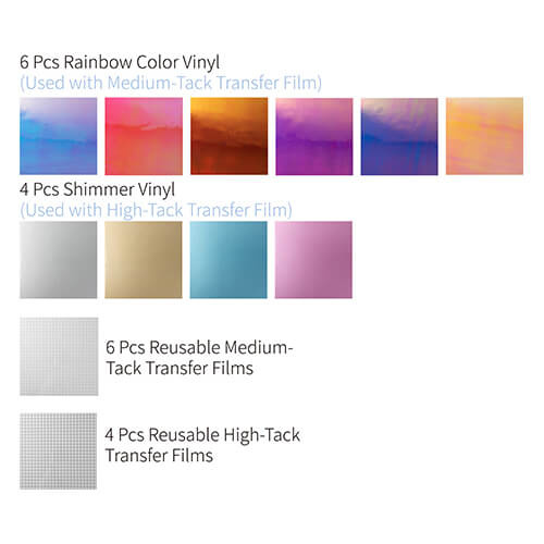 Set of 10 sheets of self-adhesive