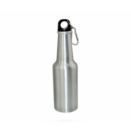 Cestovný hrnček v tvare fľaše strieborný 400 ml Sublimačný termotransfer