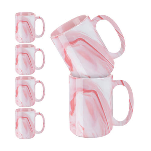 Set of 6 mugs 450 ml for sublimation - pink marble