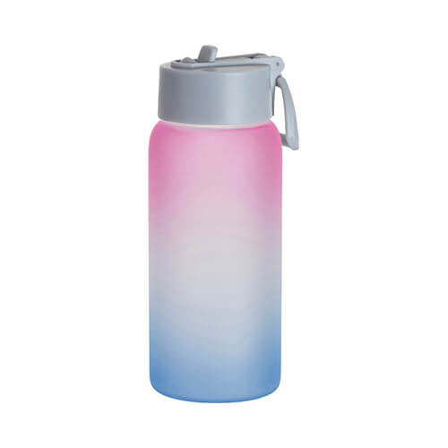 750 ml matēta stikla sporta pudele sublimācijai - zilā un rozā krāsā