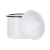 Metal enamel mug 1000 ml with a lid for sublimation - white with a black edge