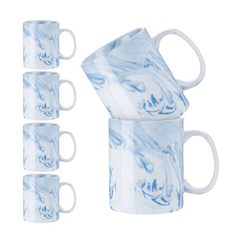 Set van 6 330 ml mokken voor sublimatie - blauw marmer