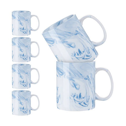 Set de 6 tazas 330 ml para sublimación - mármol azul