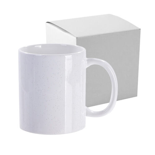 Mug brillant et pailleté 330 ml à sublimer avec une boîte en carton