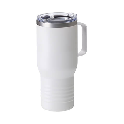 650 ml ruostumattomasta teräksestä valmistettu kahvallinen muki sublimaatiota varten - mattavalkoinen