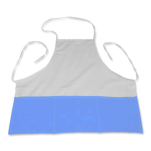 Tablier de cuisine blanc avec poches bleu clair Sublimation Transfert Thermique