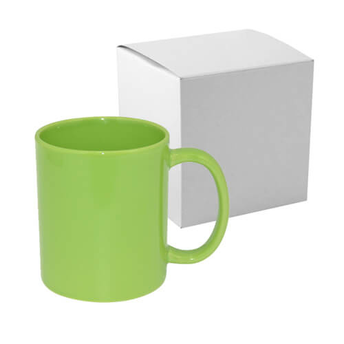 Mug Full Color – vert clair brillant pour transfert thermique avec boîte en carton