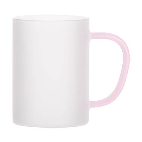 Frosted glass with a pink handle for sublimation 360 ml