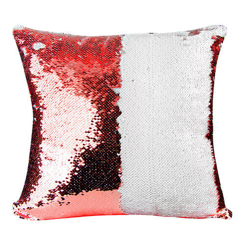 Kussensloop 40 x 40 cm met tweekleurige pailletten voor sublimatie - rood