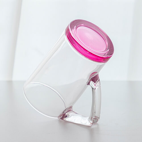 Mug en verre 400 ml avec anse triangulaire pour sublimation - fond rose