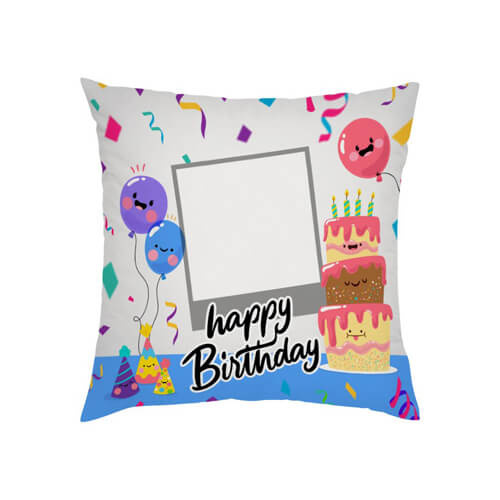Dvojfarebná saténová obliečka na vankúš 38 x 38 cm na sublimáciu - Happy Birthday - 1