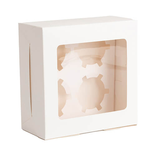 Decorative packaging with window for 4 baubles for sublimation - 16 x 16 x 7.7 cm