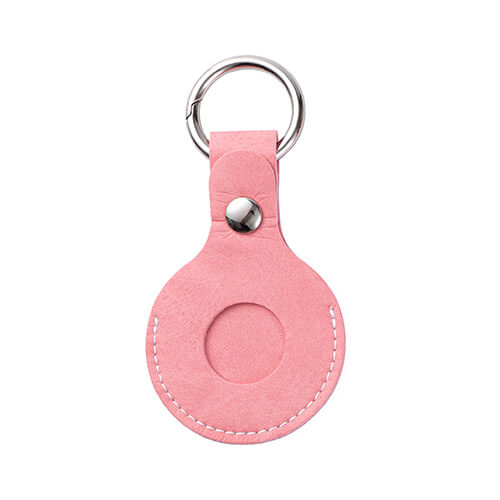 Nøglering i læder / AirTag-etui til sublimering - pink