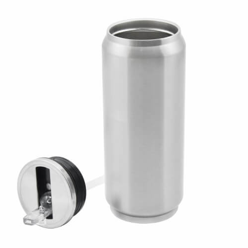 Water bottle-beverage can 350 ml with the straw Sublimation Thermal Transfer - silver