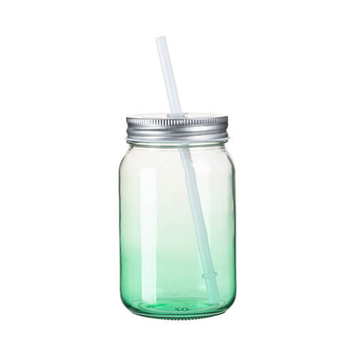 Стъклена чаша Mason Jar 450 ml без дръжка за сублимация - зелен градиент