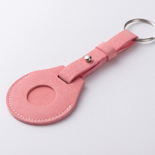 Brelok skórzany z paskiem / etui na AirTag do sublimacji - różowy