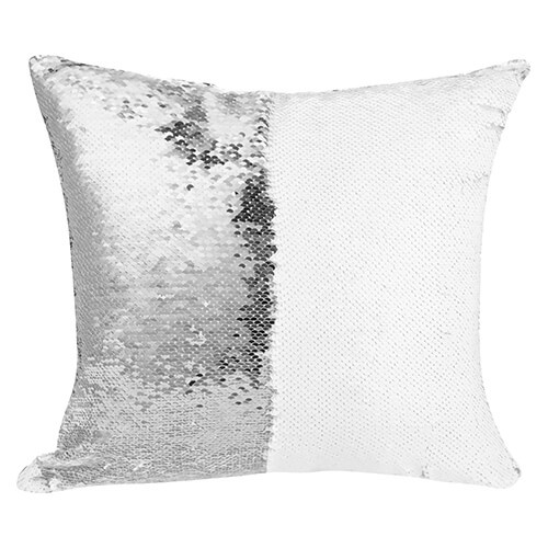 Taie d'oreiller 40 x 40 cm avec paillettes pour sublimation - blanc