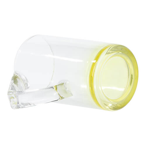 Kufel szklany 400 ml z trójkątnym uszkiem do sublimacji - żółte dno