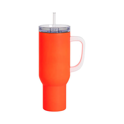 Mug de voyage en acier inoxydable 1200 ml pour sublimation - orange néon mat