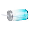 Mason Jar stiklinis puodelis 450 ml be rankenos, skirtas sublimacijai - mėlynas gradientas