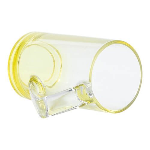 Canistră din sticlă de 400 ml cu mâner triunghiular pentru sublimare - fund galben