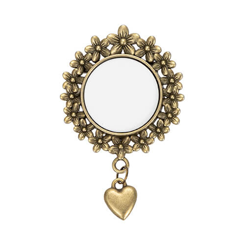 Ronde broche met hartvormige hanger voor sublimatie