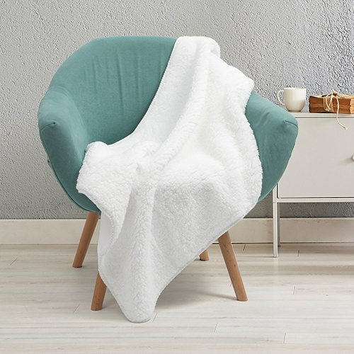 Couverture Minky avec doublure Sherpa pour sublimation - blanc