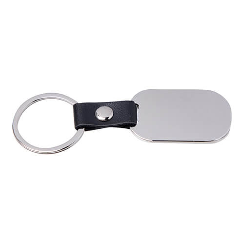 Breloc metalic pentru sublimare - oval pe curea neagră