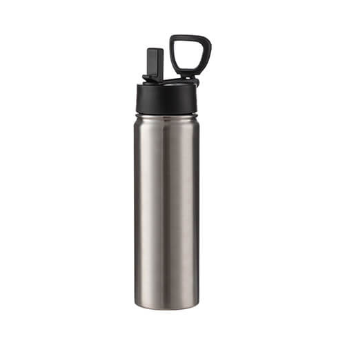 Vattenflaska - 650 ml dryckesflaska med fällbart handtag för sublimering - silver