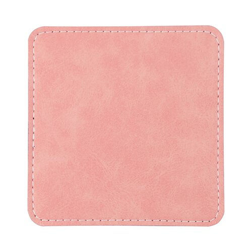 Firkantet krusunderlag i læder til sublimering - pink