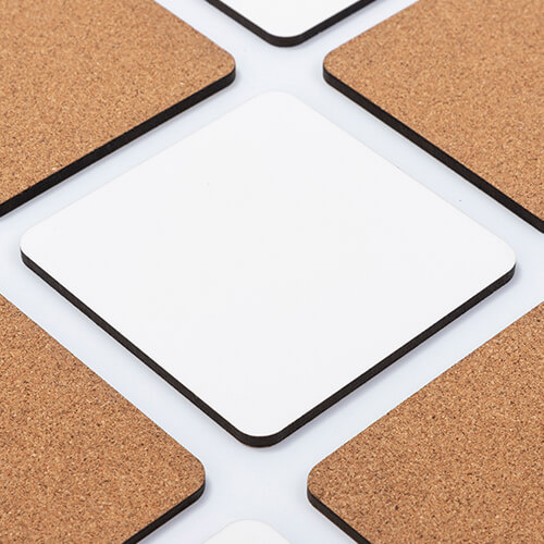 Mok onderlegger in hard karton en kurk voor sublimatie - 9,5 x 9,5 cm