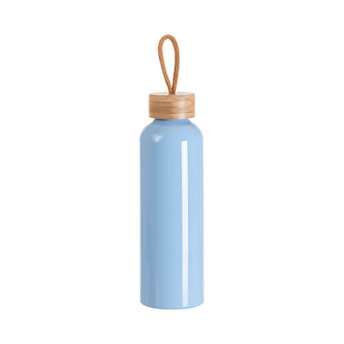 Bouteille d'eau en aluminium 600ml avec couvercle en bambou pour sublimation - bleu