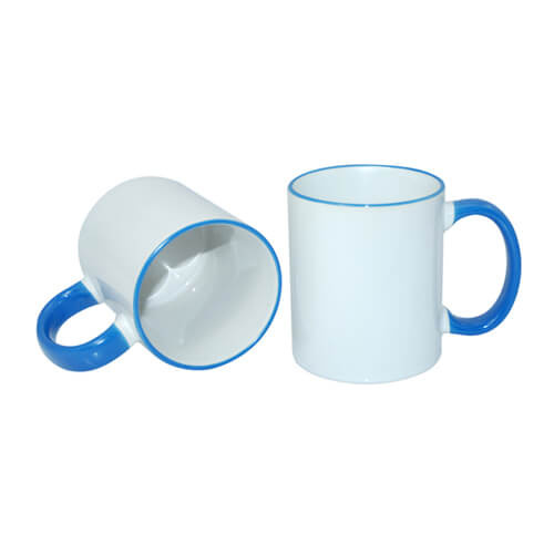 Mug blanc A+ 330 ml avec anse bleu azur Sublimation Transfert Thermique
