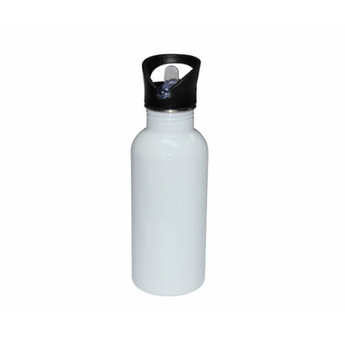 White bicycle water bottle with mouthpiece and straw 500 ml Sublimation Thermal Transfer