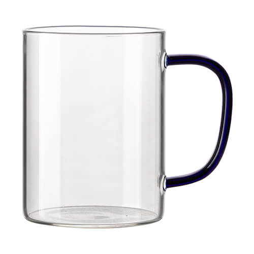 Verre de 450 ml avec un manche bleu marine pour la sublimation