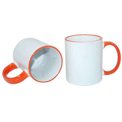 Hrnček JS Coating 330 ml s oranžovou rukoväťou Sublimácia Termotransfer