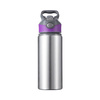 Aluminum water bottle 650 ml silver with a screw cap with a purple insert for sublimation