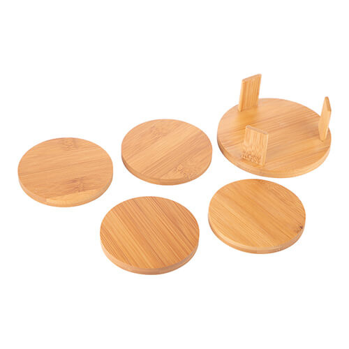 Set of 4 bamboo mug coasters for sublimation - circle