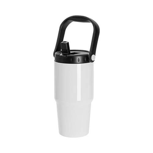 Nerūsējošā tērauda ceļojumu krūze 600 ml ar vāciņu ar iemuti sublimācijai - balta