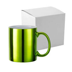 Mug 330 ml plaqué pour sublimation - Vert clair avec une boite en carton