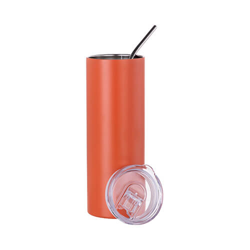 600 ml mugg med sugrör för sublimering - orange matt