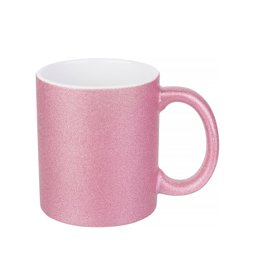 Lot de 6 mugs en céramique 330 ml Paillettes à imprimer - rose