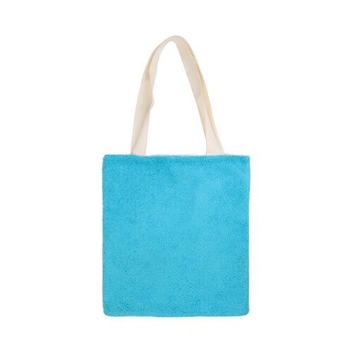 Sac en peluche 34 x 37 cm pour sublimation - blanc et bleu ciel