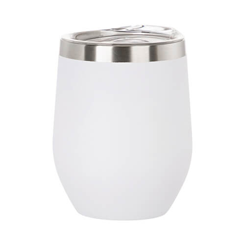 Ruostumattomasta teräksestä valmistettu viinimuki 360 ml sublimaatiota varten - mattavalkoinen