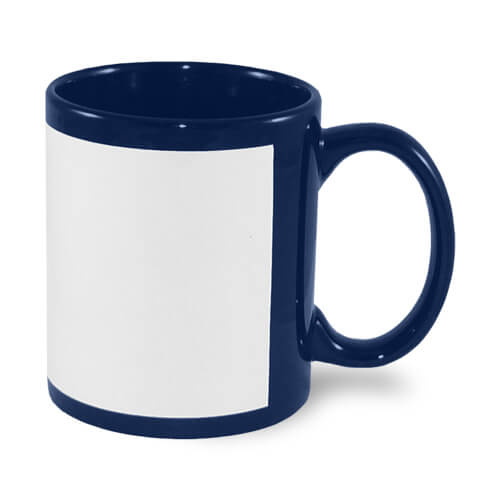 Mug 330 ml bleu marine avec patch blanc  Sublimation Transfert Thermique