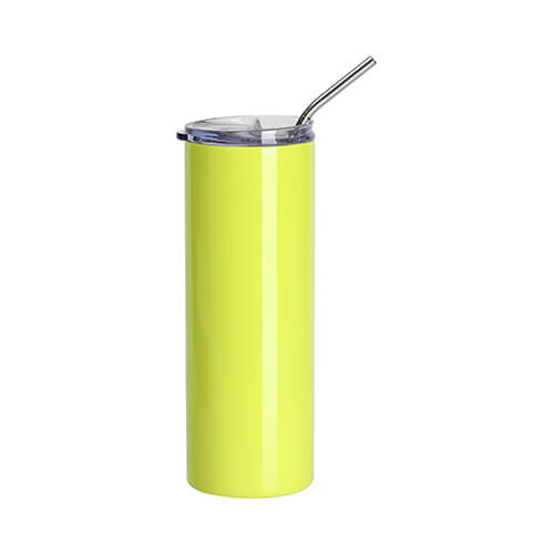 600 ml hrnček so slamkou na sublimáciu - neónovo žltý
