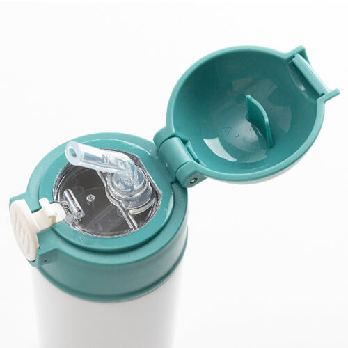 Bidon - 360 ml bottle for children for sublimation - white with green cap