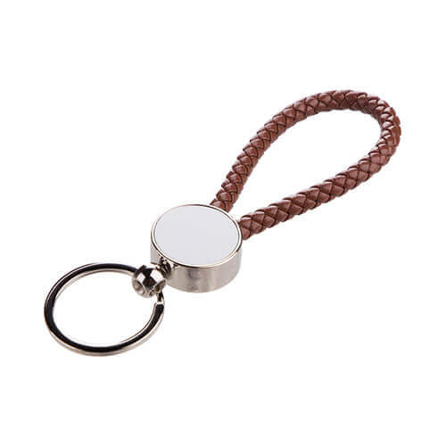 Porte-clé tressé cercle sublimable - marron